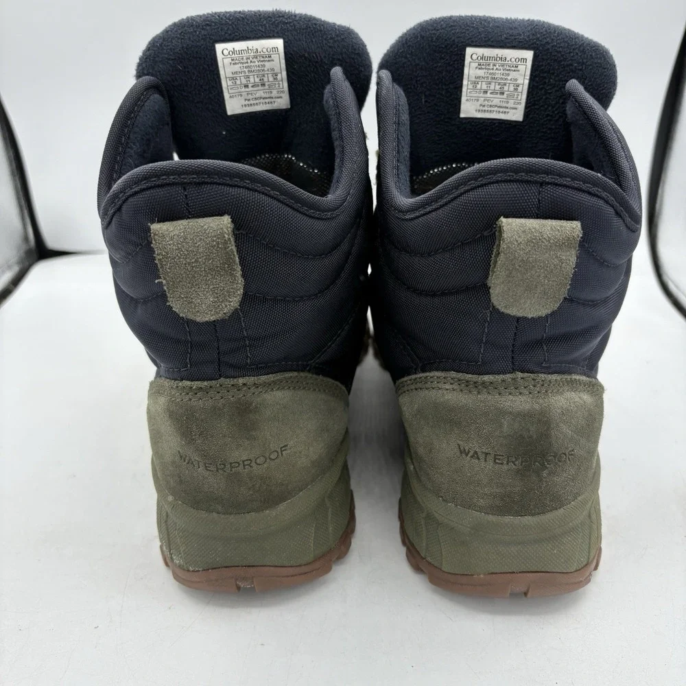 Columbia Hiking Boots Mens Size 12 Fairbanks Omni Heat Navy Blue Leather Waterpr